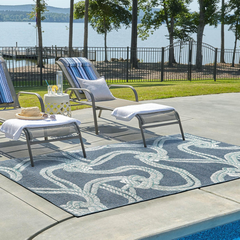 Seaside Haven Rugs Collection Area Rug - Boardwalk Rectangle Navy Blue lifestyle 15