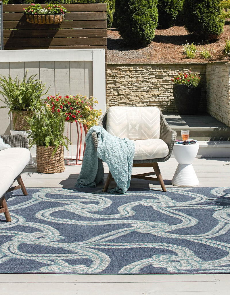 Seaside Haven Rugs Collection Area Rug - Boardwalk Square Navy Blue lifestyle 30