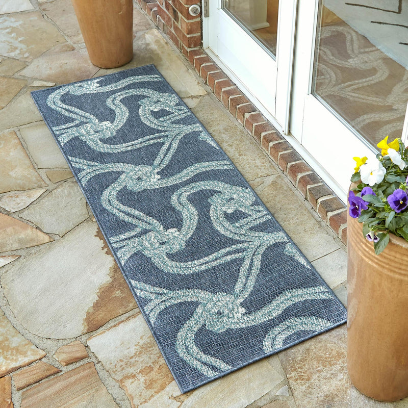 Seaside Haven Rugs Collection Area Rug - Boardwalk Runner Navy Blue lifestyle 50