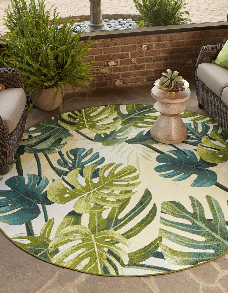 Garden Terrace Escape Collection Area Rug - Ivy Round Green lifestyle 22