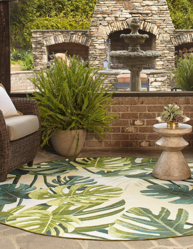 Garden Terrace Escape Collection Area Rug - Ivy Round Green lifestyle 27