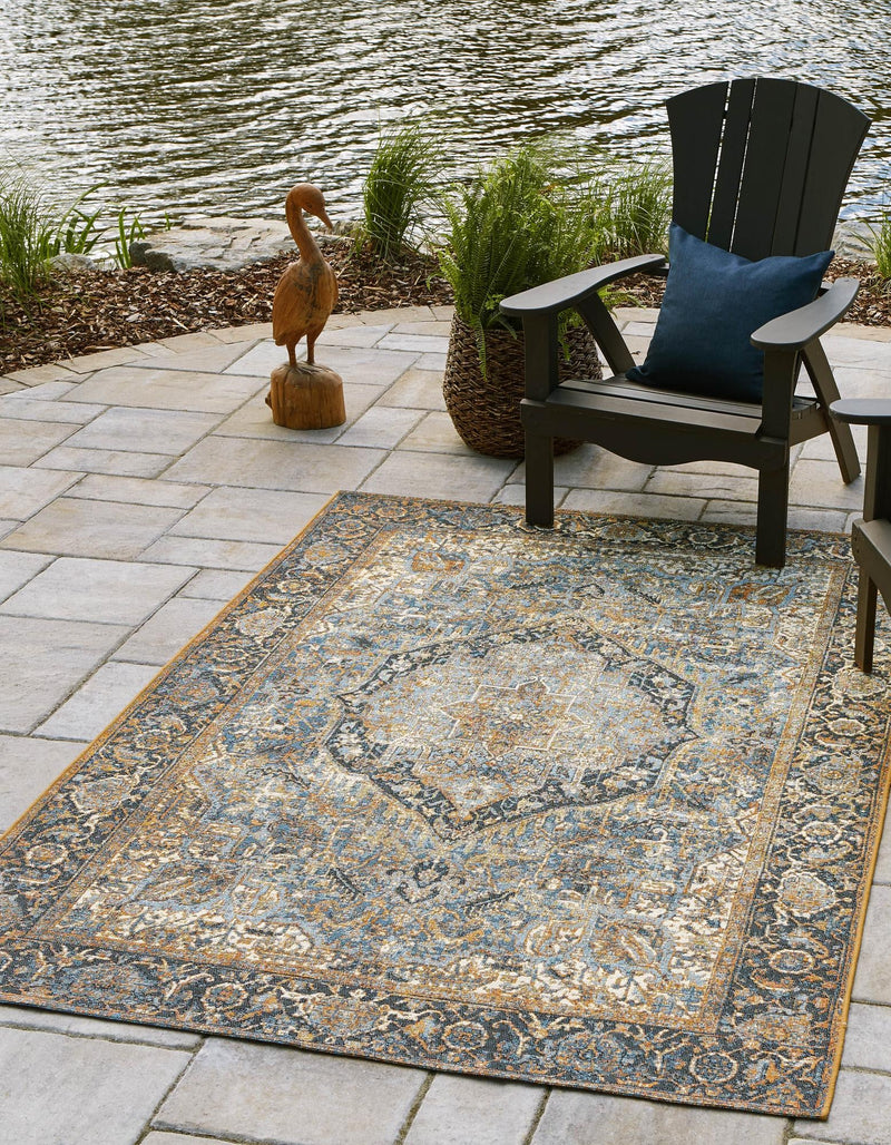 Patio Elegance Collection Area Rug - Haven Rectangle Blue lifestyle 3
