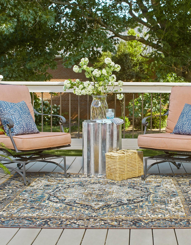 Patio Elegance Collection Area Rug - Haven Square Blue lifestyle 50