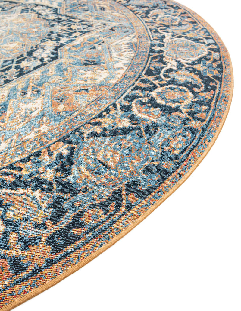Patio Elegance Collection Area Rug - Haven Round Blue lifestyle 62