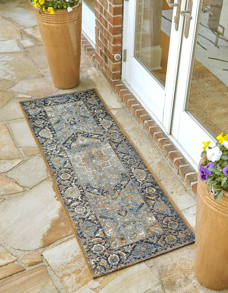 Patio Elegance Collection Area Rug - Haven Runner Blue lifestyle 30