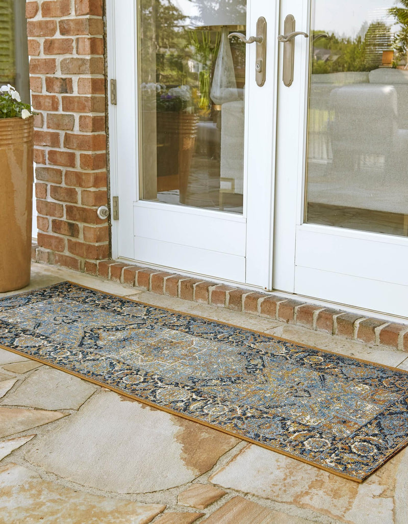 Patio Elegance Collection Area Rug - Haven Runner Blue lifestyle 34