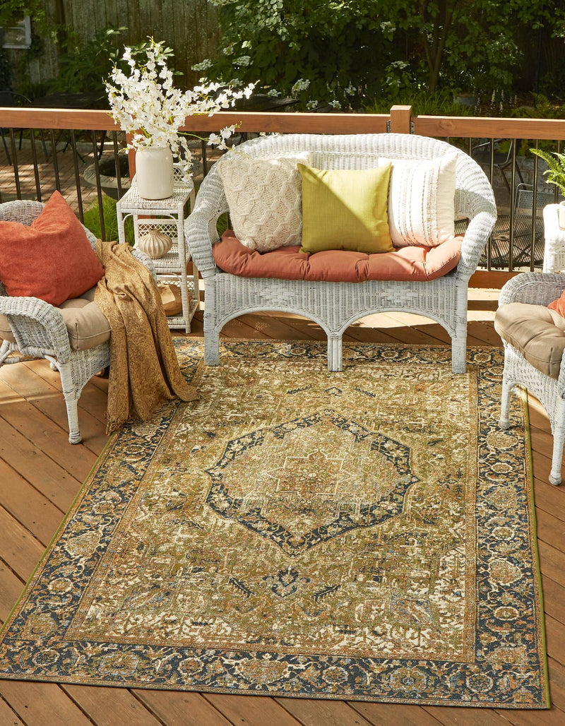 Patio Elegance Collection Area Rug - Haven Rectangle Green lifestyle 4