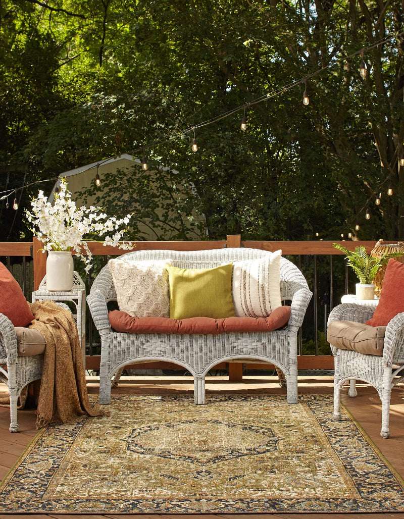 Patio Elegance Collection Area Rug - Haven Rectangle Green lifestyle 5