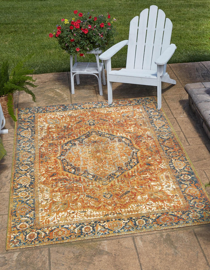 Patio Elegance Collection Area Rug - Haven Rectangle Rust Red lifestyle 5