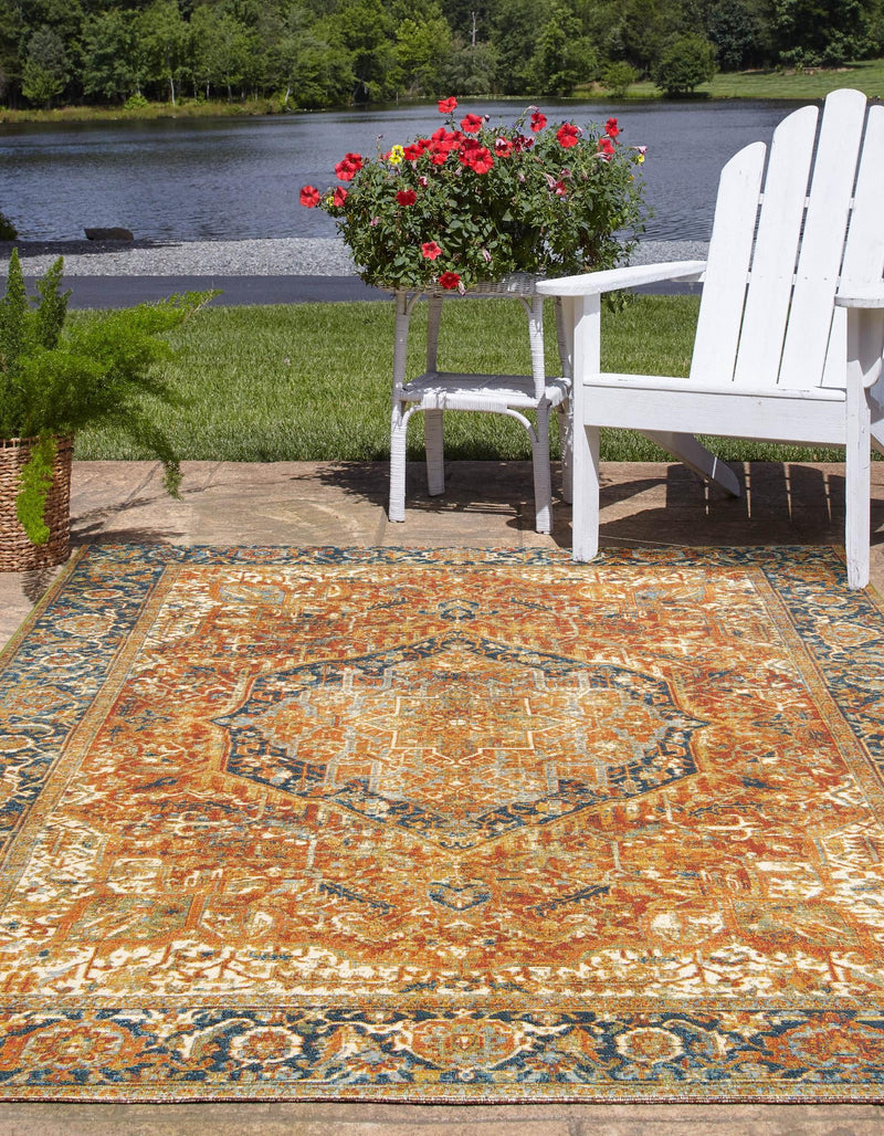 Patio Elegance Collection Area Rug - Haven Rectangle Rust Red lifestyle 7