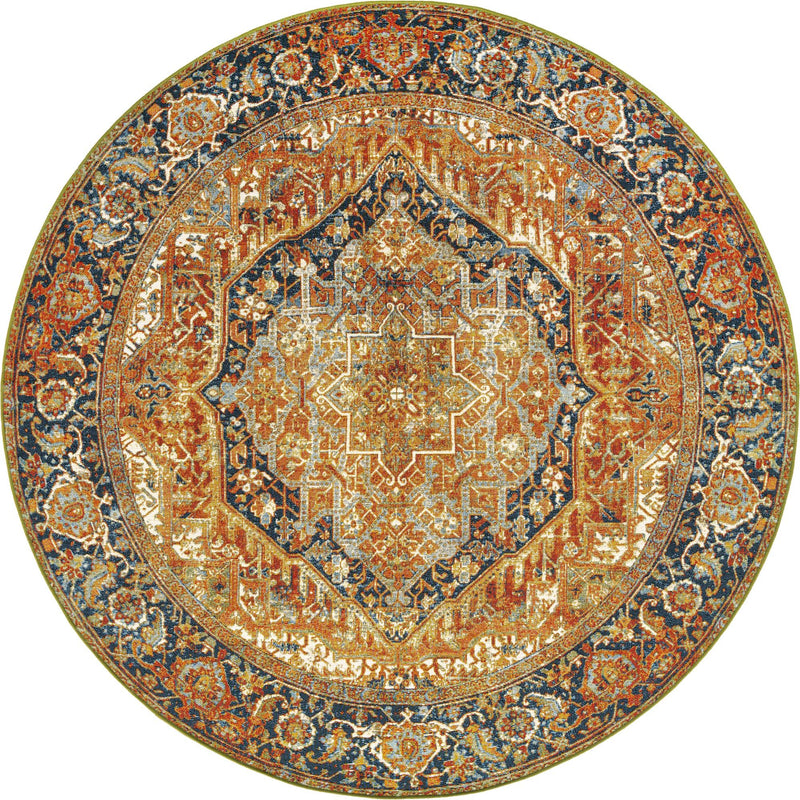 Patio Elegance Collection Area Rug - Haven Round Rust Red lifestyle 28