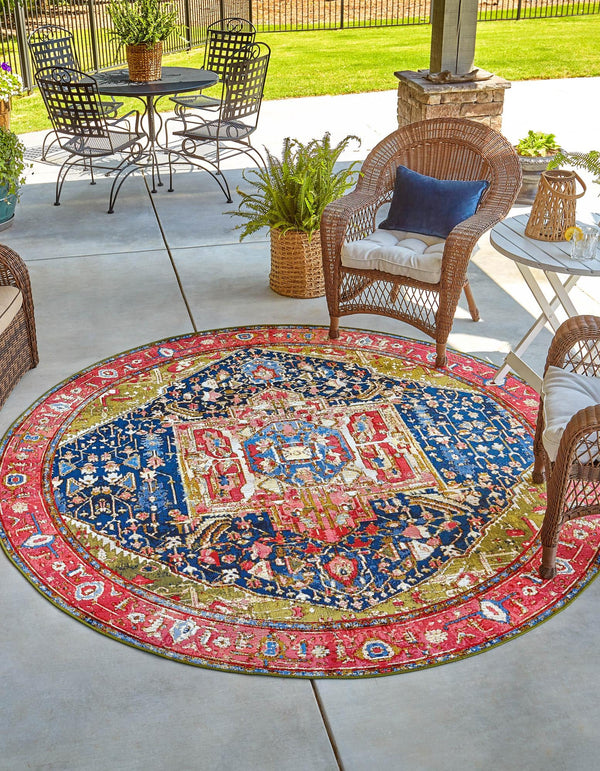 Patio Elegance Collection Area Rug - Sanctuary Round Multi lifestyle 18
