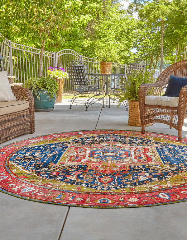 Patio Elegance Collection Area Rug - Sanctuary Round Multi lifestyle 23