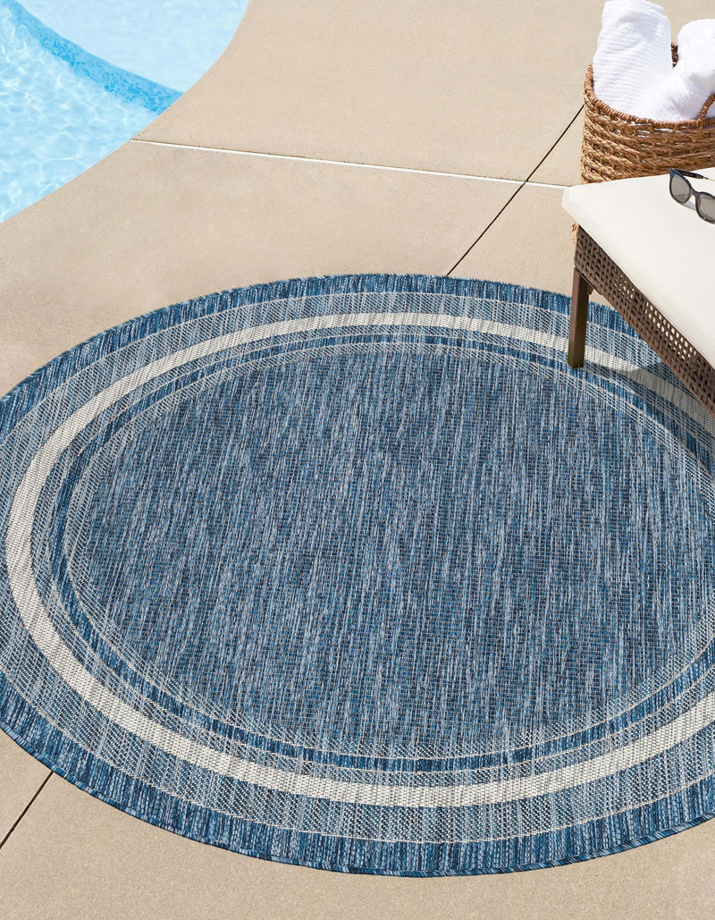 Patio Perimeter Collection Area Rug - Veranda (Blue) Round Blue lifestyle 33
