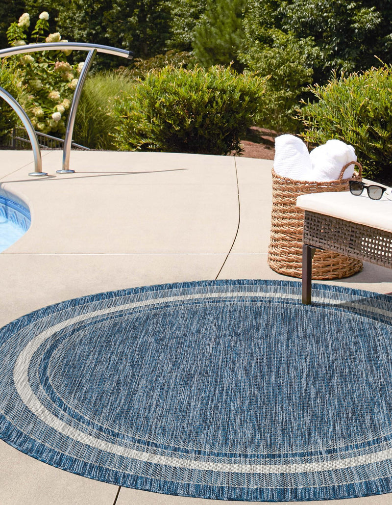 Patio Perimeter Collection Area Rug - Veranda (Blue) Round Blue lifestyle 41