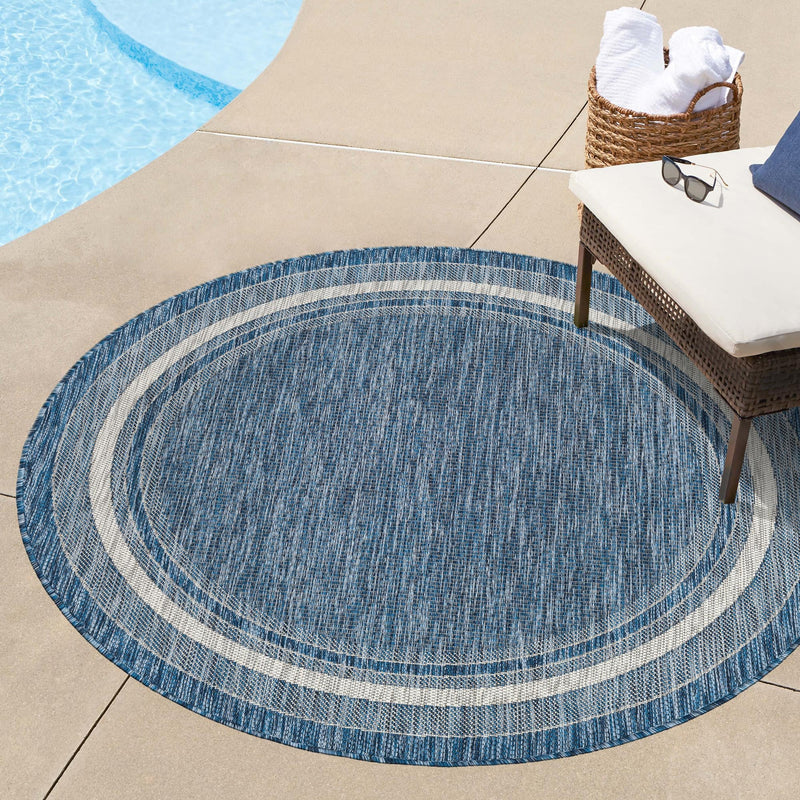 Patio Perimeter Collection Area Rug - Veranda (Blue) Round Blue lifestyle 128