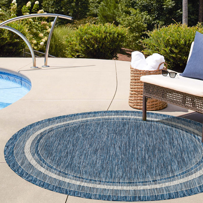 Patio Perimeter Collection Area Rug - Veranda (Blue) Round Blue lifestyle 133