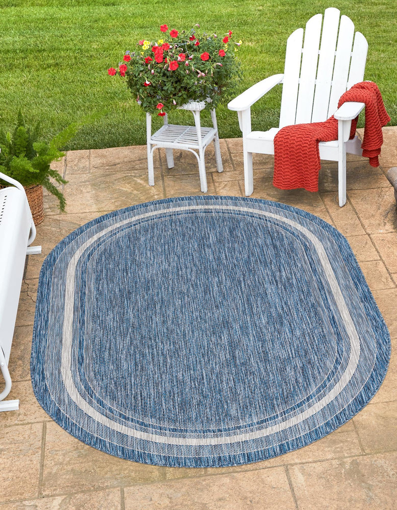 Patio Perimeter Collection Area Rug - Veranda (Blue) Oval Blue lifestyle 0