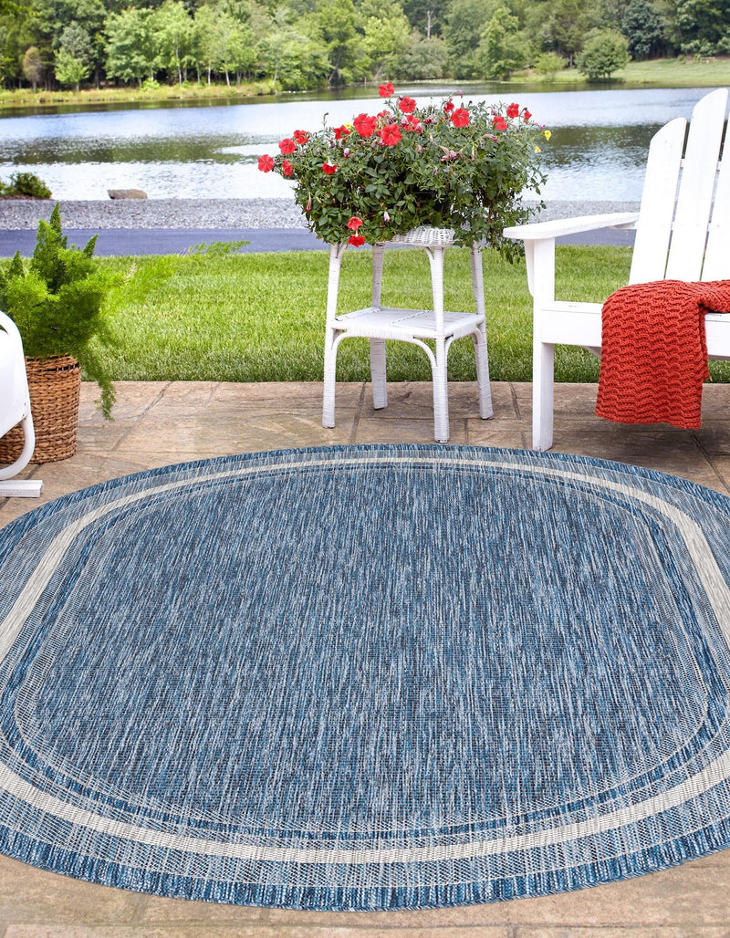 Patio Perimeter Collection Area Rug - Veranda (Blue) Oval Blue lifestyle 3
