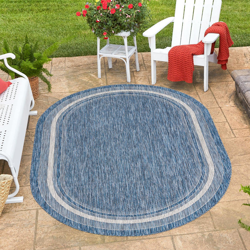 Patio Perimeter Collection Area Rug - Veranda (Blue) Oval Blue lifestyle 23