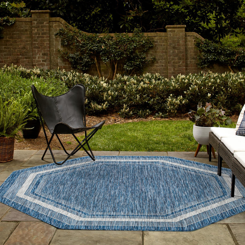 Patio Perimeter Collection Area Rug - Veranda (Blue) Octagon Blue lifestyle 21