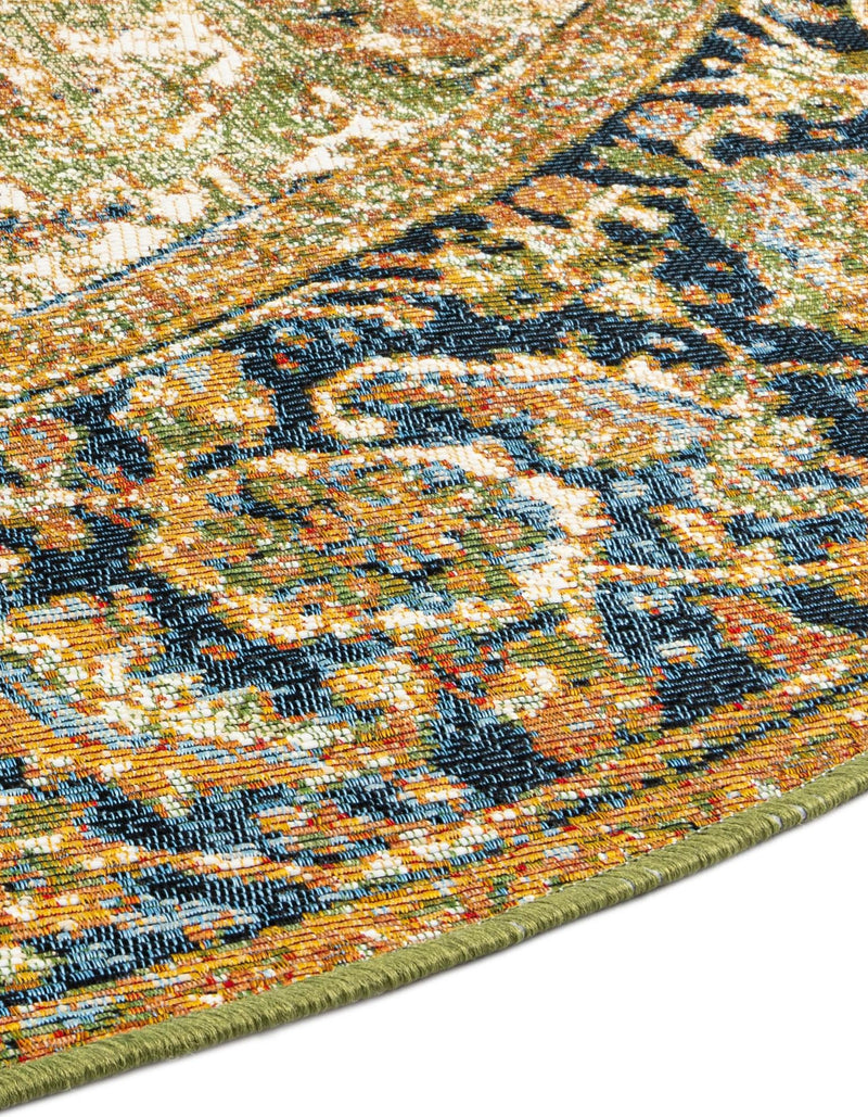 Patio Elegance Collection Area Rug - Haven Round Green lifestyle 61