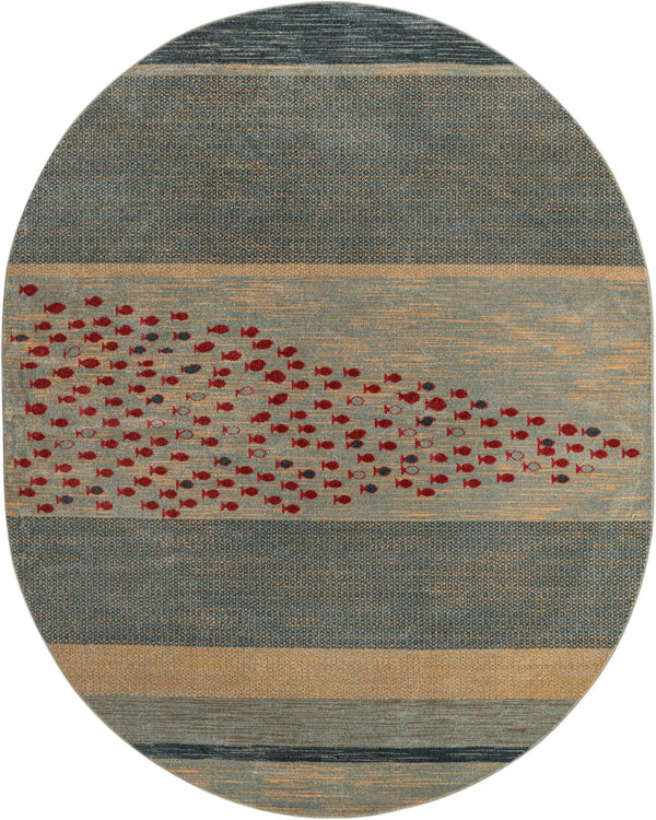 Zagros Oasis Collection Area Rug - Kermanshah Oval Blue lifestyle 11