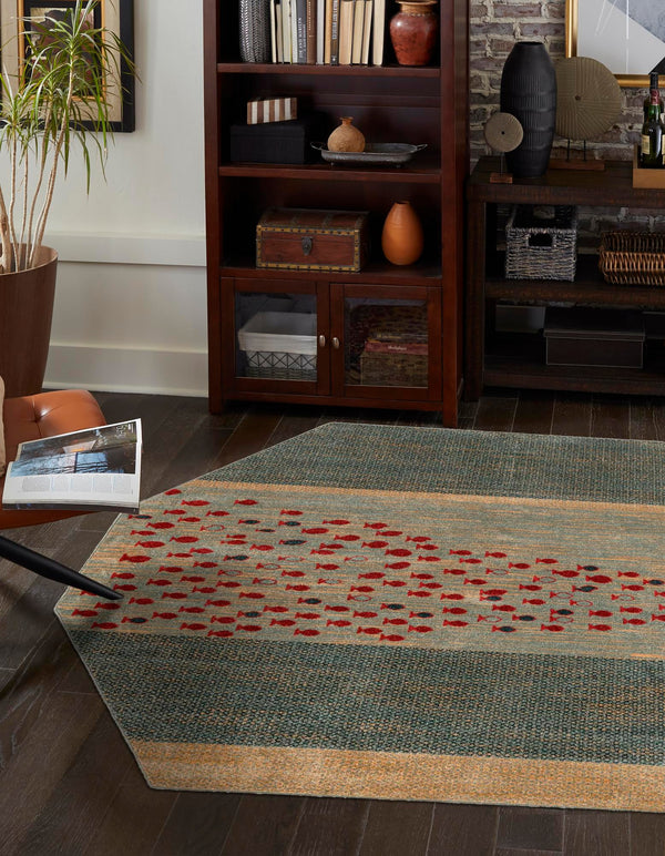 Zagros Oasis Collection Area Rug - Kermanshah Octagon Blue lifestyle 17