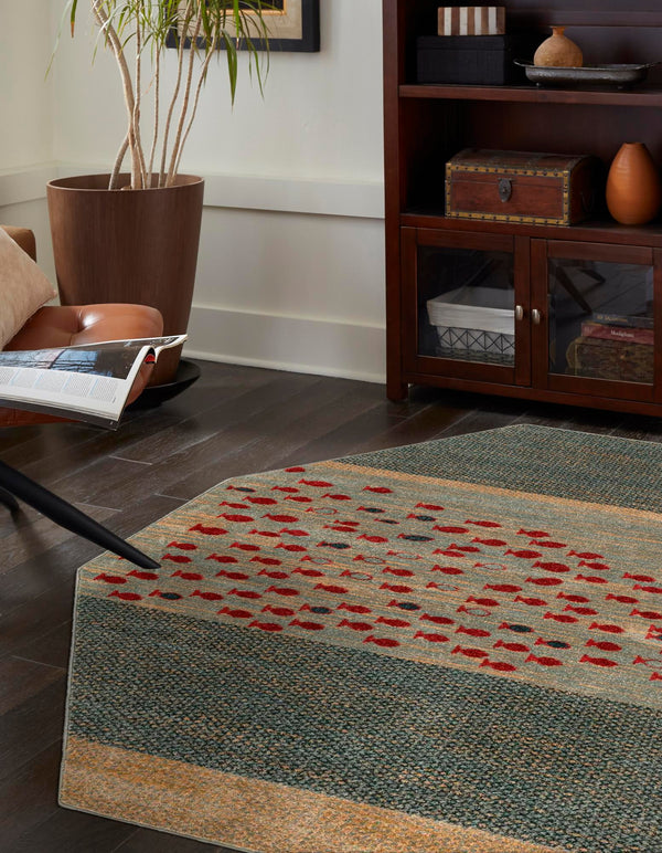 Zagros Oasis Collection Area Rug - Kermanshah Octagon Blue lifestyle 22