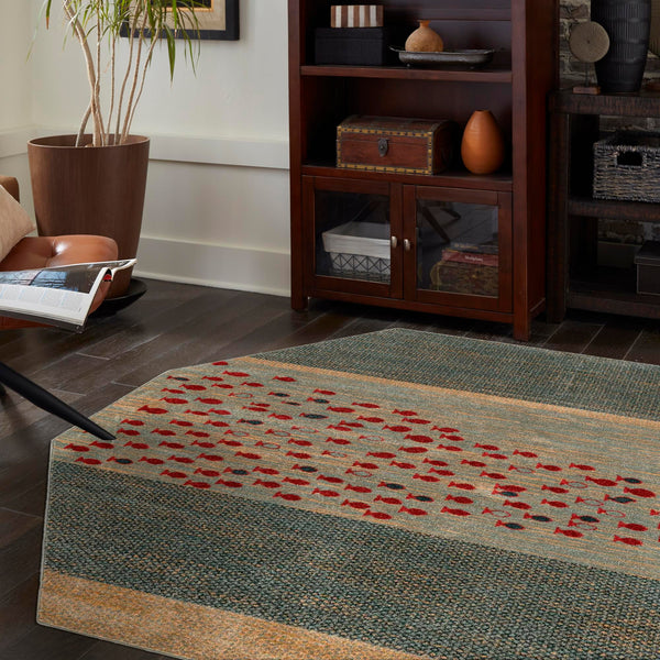 Zagros Oasis Collection Area Rug - Kermanshah Octagon Blue lifestyle 84
