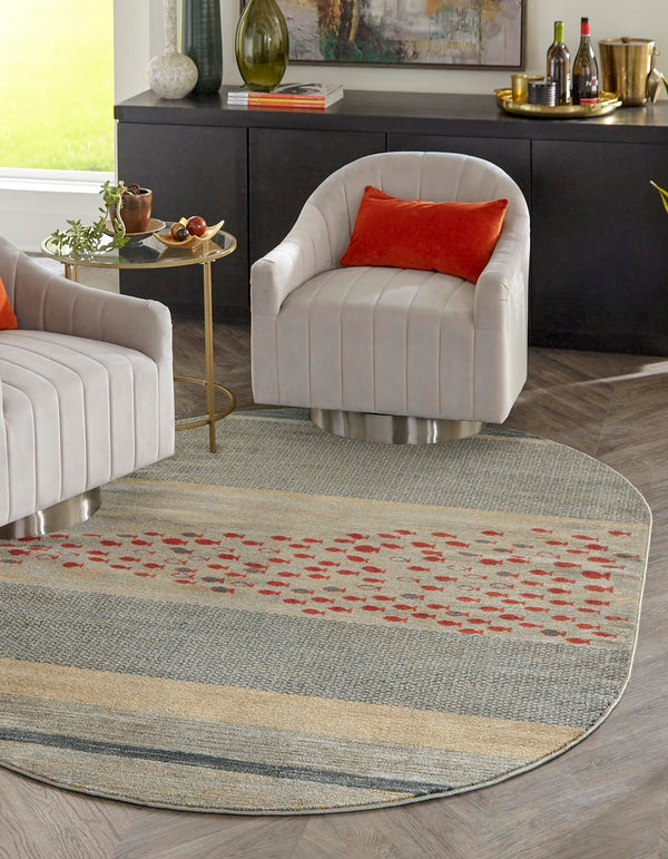 Zagros Oasis Collection Area Rug - Kermanshah Oval Blue lifestyle 16