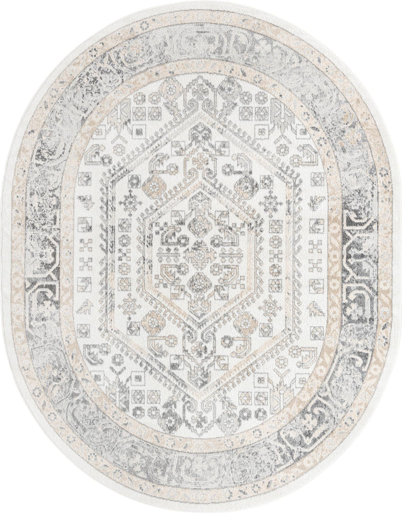 Adriana Terrace Collection Area Rug - Capri (Ivory) Oval Ivory lifestyle 2