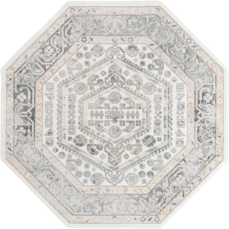 Adriana Terrace Collection Area Rug - Capri (Ivory) Octagon Ivory lifestyle 4