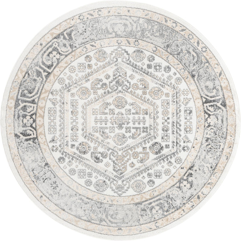 Adriana Terrace Collection Area Rug - Capri (Ivory) Round Ivory lifestyle 5