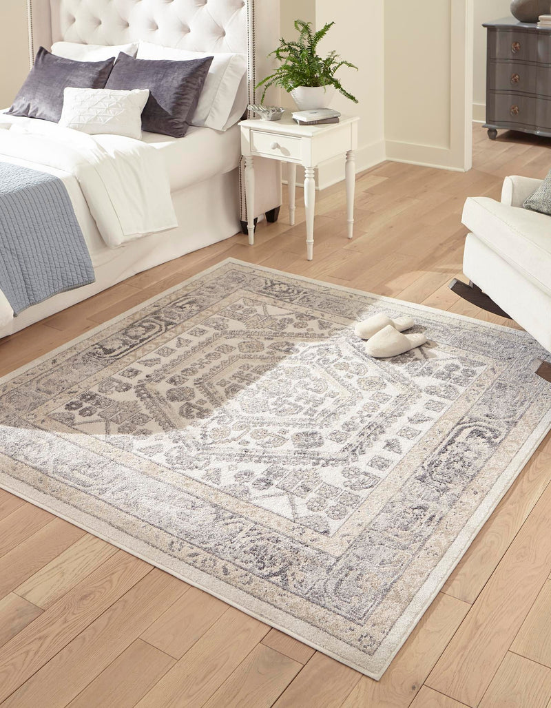 Adriana Terrace Collection Area Rug - Capri (Ivory) Square Ivory lifestyle 8