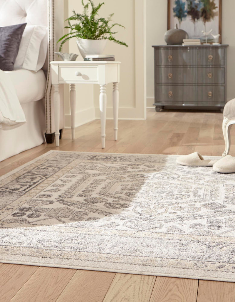 Adriana Terrace Collection Area Rug - Capri (Ivory) Square Ivory lifestyle 13