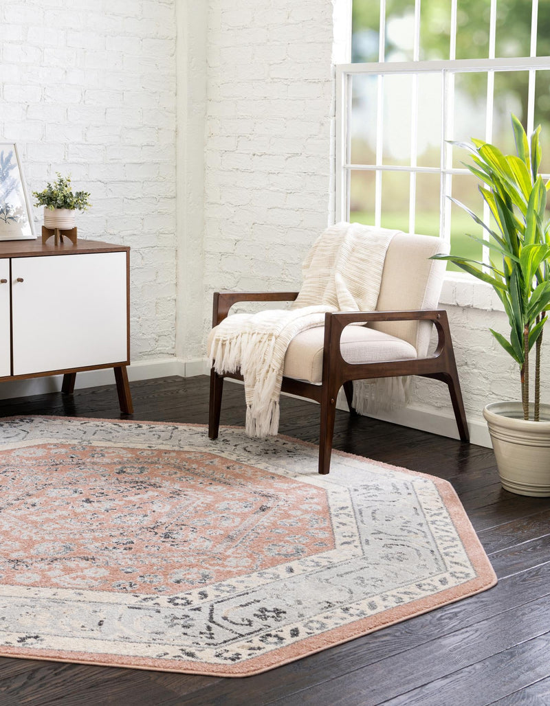 Adriana Terrace Collection Area Rug - Capri (Rose) Octagon Rose lifestyle 9