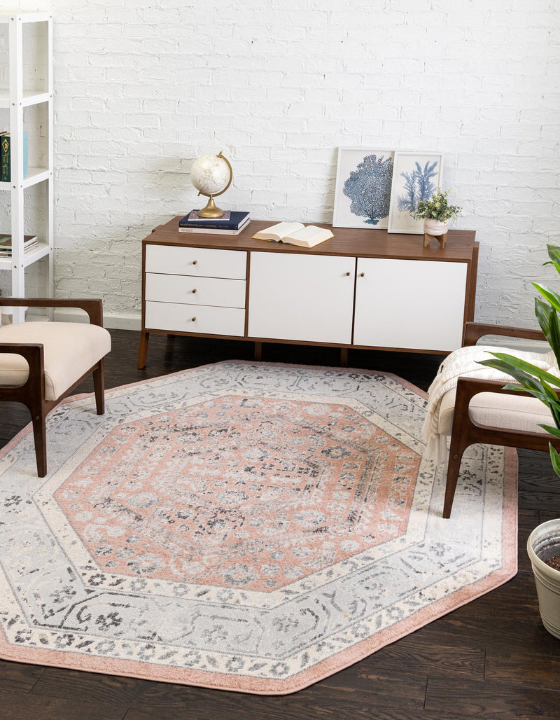Adriana Terrace Collection Area Rug - Capri (Rose) Octagon Rose lifestyle 14