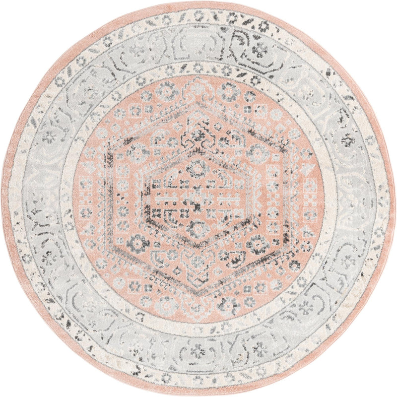 Adriana Terrace Collection Area Rug - Capri (Rose) Round Rose lifestyle 5
