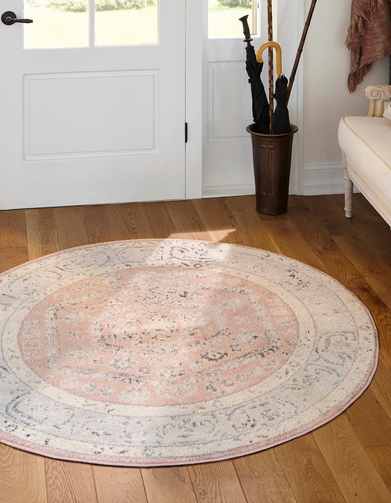 Adriana Terrace Collection Area Rug - Capri (Rose) Round Rose lifestyle 10