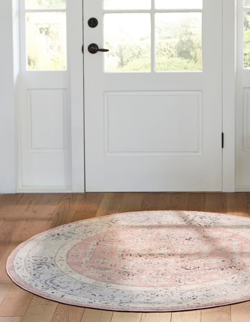 Adriana Terrace Collection Area Rug - Capri (Rose) Round Rose lifestyle 15