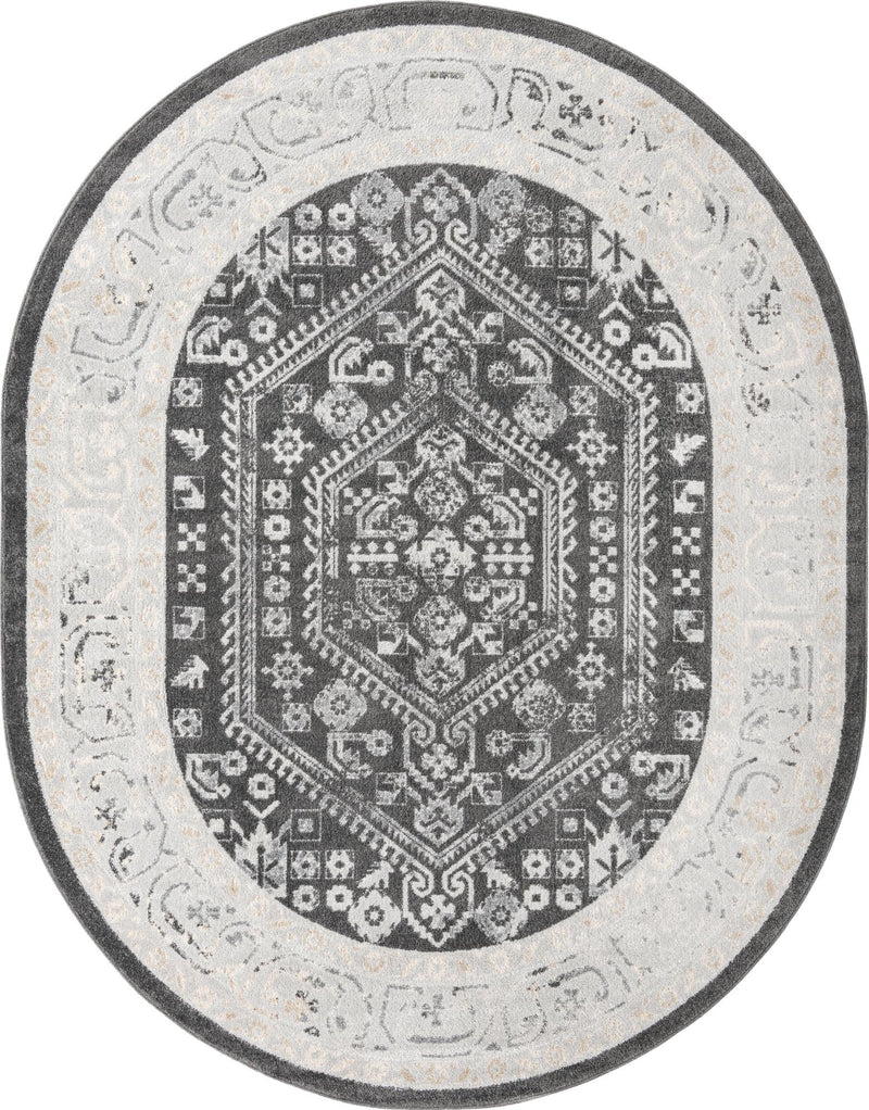 Adriana Terrace Collection Area Rug - Capri (Charcoal) Oval Charcoal lifestyle 2