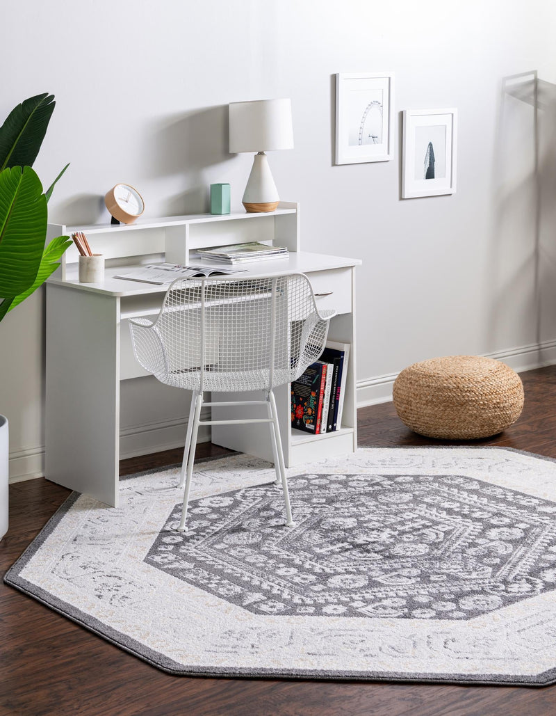 Adriana Terrace Collection Area Rug - Capri (Charcoal) Octagon Charcoal lifestyle 9
