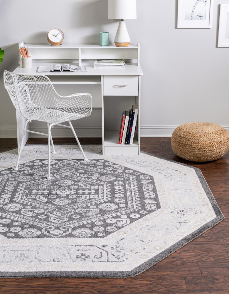 Adriana Terrace Collection Area Rug - Capri (Charcoal) Octagon Charcoal lifestyle 14