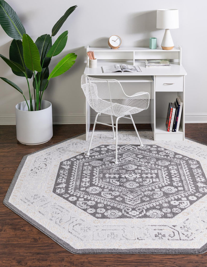 Adriana Terrace Collection Area Rug - Capri (Charcoal) Octagon Charcoal lifestyle 19
