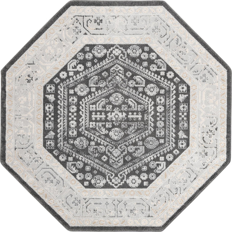 Adriana Terrace Collection Area Rug - Capri (Charcoal) Octagon Charcoal lifestyle 4