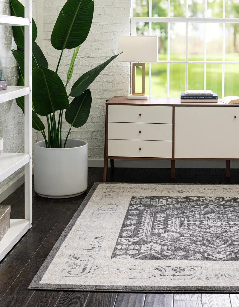 Adriana Terrace Collection Area Rug - Capri (Charcoal) Square Charcoal lifestyle 8