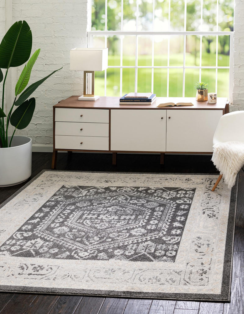 Adriana Terrace Collection Area Rug - Capri (Charcoal) Square Charcoal lifestyle 13