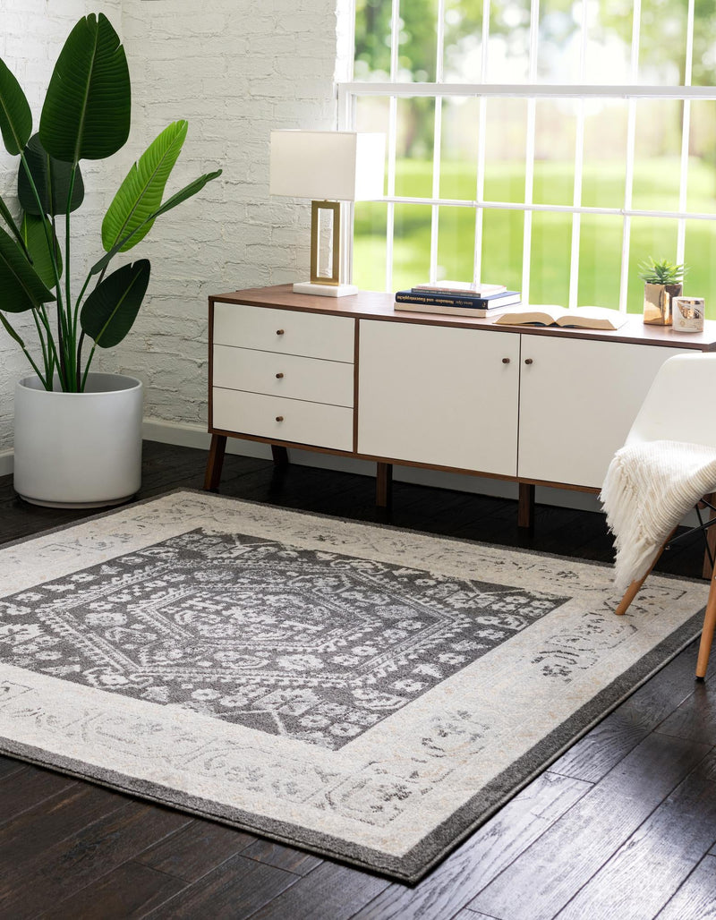 Adriana Terrace Collection Area Rug - Capri (Charcoal) Square Charcoal lifestyle 18