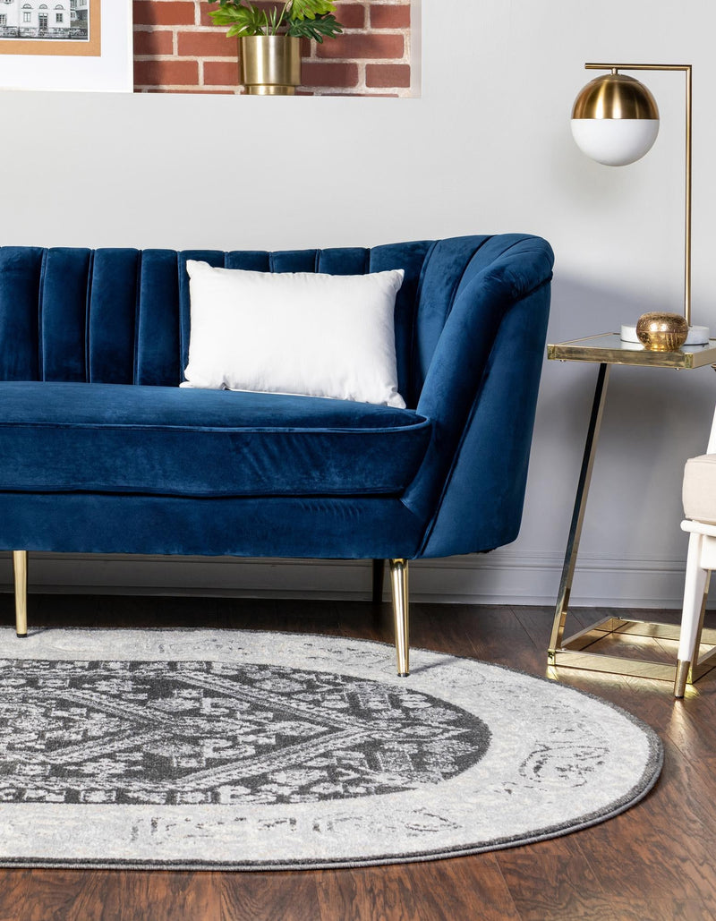 Adriana Terrace Collection Area Rug - Capri (Charcoal) Oval Charcoal lifestyle 7